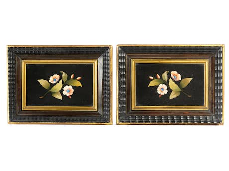 Paar Pietra dura-Platten mit Blütendekor